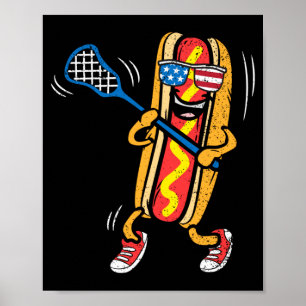 Hot-Dog-Lacrosse-Spieler 4. Juli Sport Poster