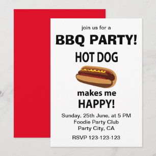 Hot Dog Macht Mich Glücklich Hot Dog BBQ Party Einladung