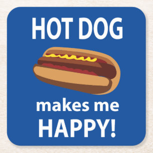Hot Dog Macht Mich Glücklich Hot Dog Rechteckiger Pappuntersetzer