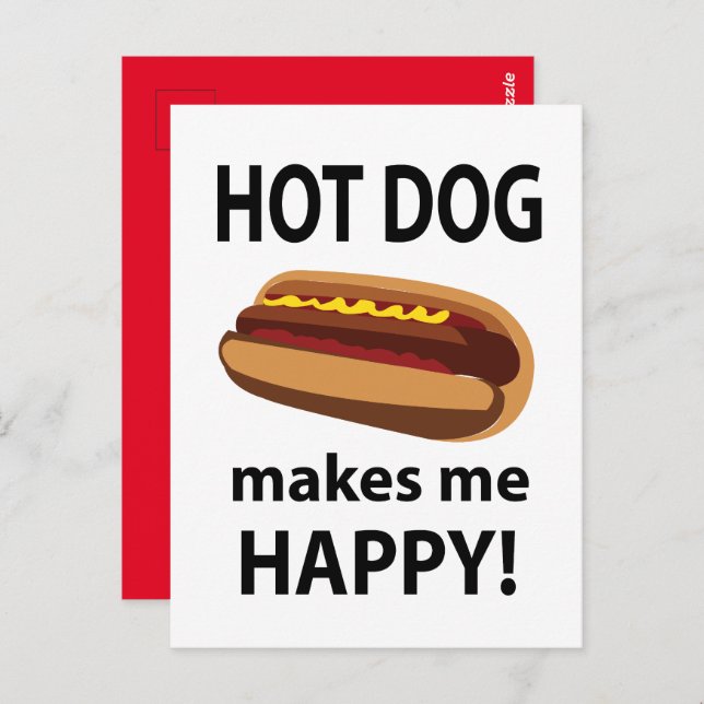 Hot Dog macht mich glücklichen Hot Dog Postkarte (Vorne/Hinten)