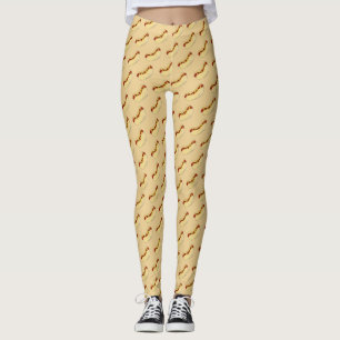 Hot Dog mit gelbem Senf Fast Food Feinschmecker Ho Leggings