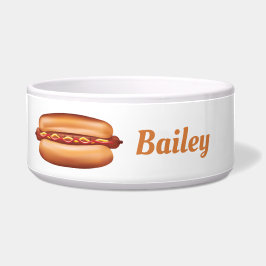 Hot Dog mit Konditionen und individuellem Haustier Napf