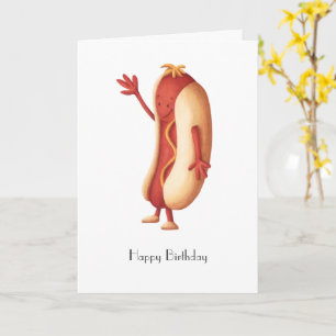 Hot Dog mit Mustard Happy Geburtstag Personalisier Karte