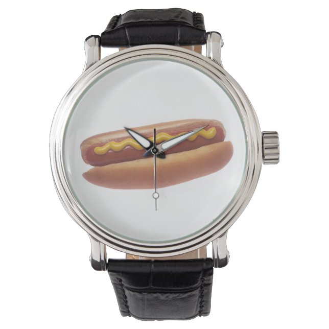 Hot Dog mit Senf Armbanduhr (Vorderseite)