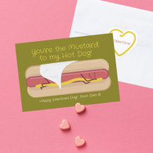 Hot Dog mit Senf Kids School Valentine's Day Card