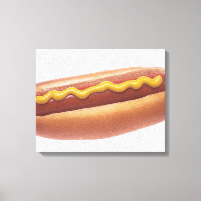 Hot Dog mit Senf Leinwanddruck (Vorderseite)