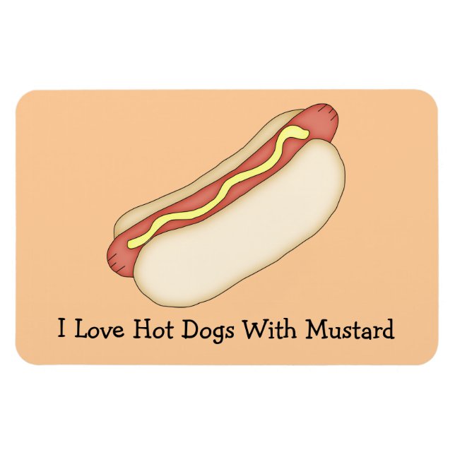 Hot Dog mit Senf Premium Magnet (Horizontal)