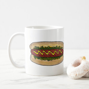 Hot Dog mit Senf Relish Fast Food Feinschmecker Ho Tasse