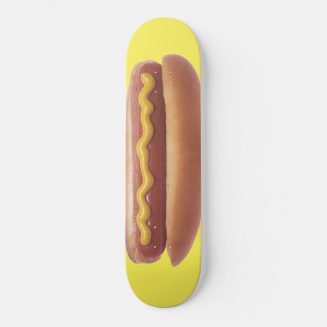 Hot Dog mit Senf Skateboard (Vorderseite)
