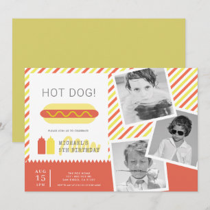 HOT DOG! Moderne Kinder Foto Collage Geburtstag In Einladung