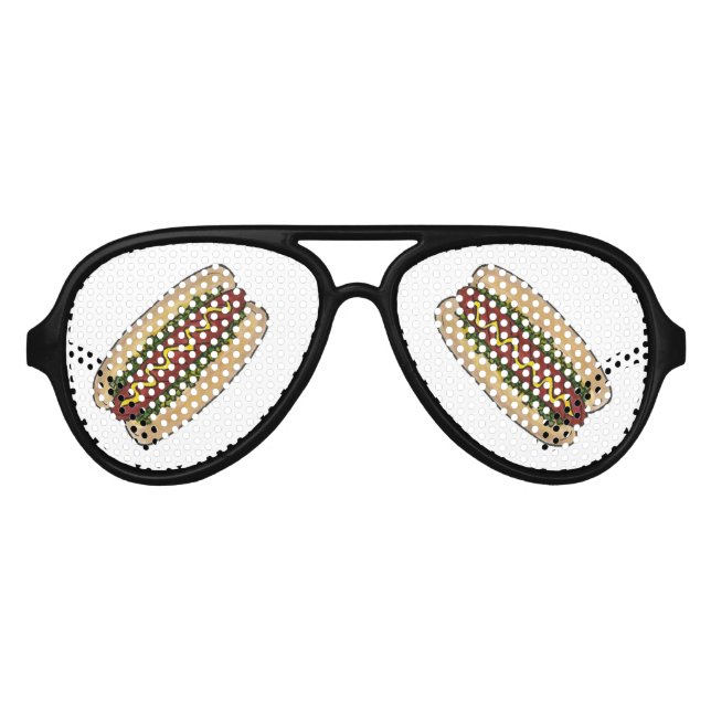 Hot Dog Mustard Relish Frankfurter Fast Food Partybrille (Vorderseite)