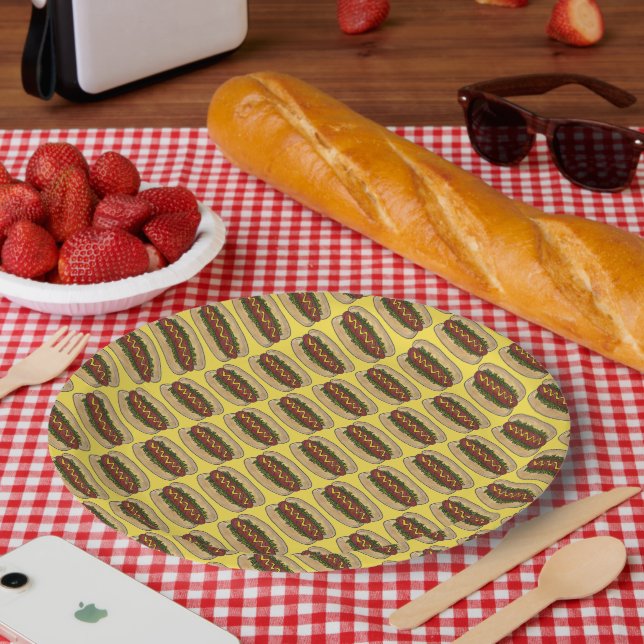 Hot Dog Mustard Relish Frankfurter Hotdog Weiner Pappteller (Picknick)