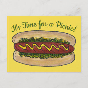 Hot Dog Neighborhood Wiedersehen Picnic Cookout Pa Einladungspostkarte