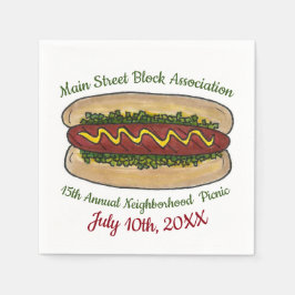 Hot Dog Neighborhood Wiedersehen Picnic Cookout Pa Serviette