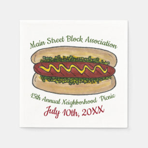 Hot Dog Neighborhood Wiedersehen Picnic Cookout Pa Serviette