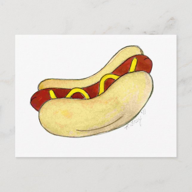 Hot Dog NYC New York Hotdog w/ Mustard on Bun Postkarte (Vorderseite)
