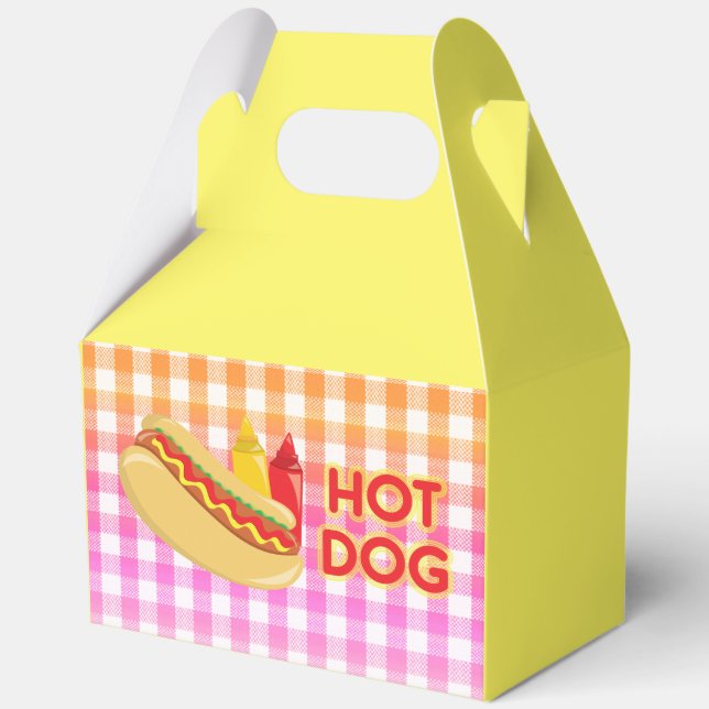 Hot Dog on Gingham Picnic Tablecloth w/Condition Geschenkschachtel (Vorderseite)