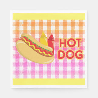 Hot Dog on Gingham Picnic Tablecloth w/Condition Serviette