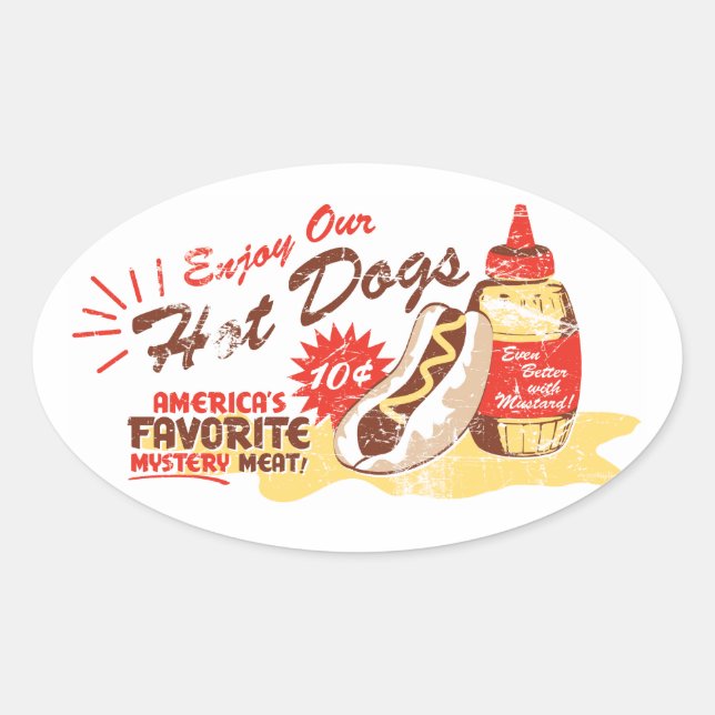 Hot Dog Oval Aufkleber (Vorderseite)