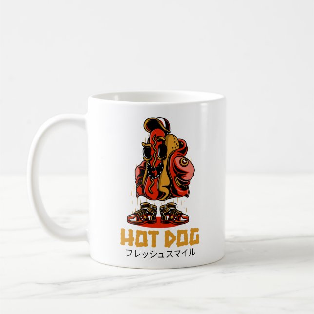 Hot Dog Person Funny Cartoon Charaktere Kaffeetasse (Links)