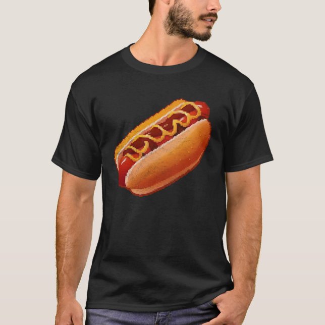 Hot Dog Pixel 8 bit Retro Hungry Byte Grilled Food T-Shirt (Vorderseite)