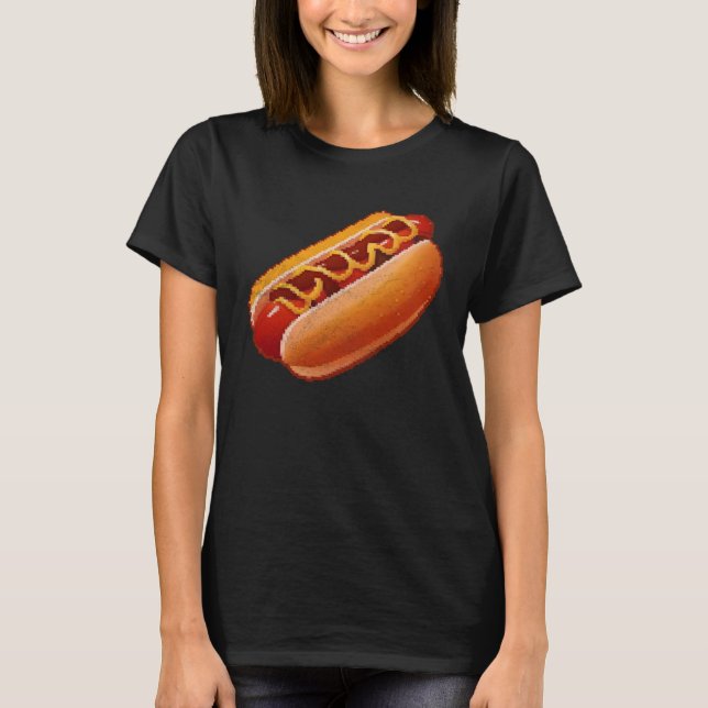 Hot Dog Pixel 8 bit Retro Hungry Byte Grilled Food T-Shirt (Vorderseite)
