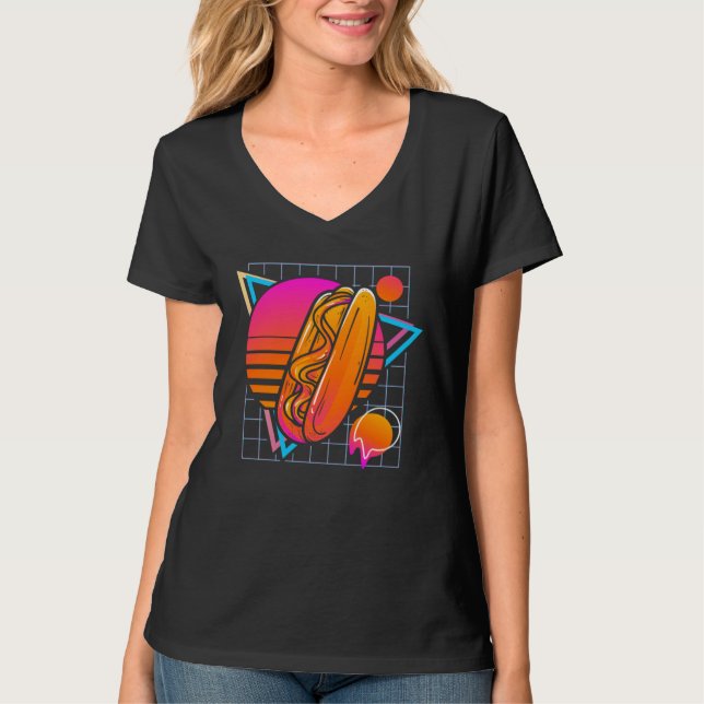 Hot Dog Retro 80s Style Vintage T-Shirt (Vorderseite)