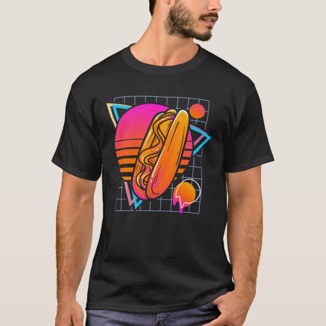 Hot Dog Retro 80s Style Vintage T-Shirt (Vorderseite)