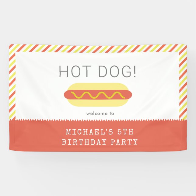 HOT DOG! Rot-Gelb-Stirnen Moderner Geburtstag Banner (Horizontal)