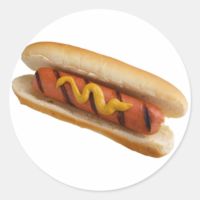 Hot Dog Runder Aufkleber (Vorderseite)