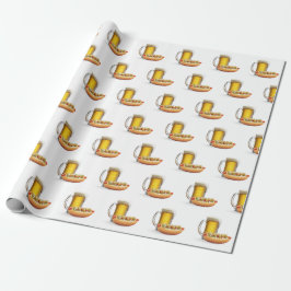 Hot Dog und Bier auf Weiß Geschenkpapier