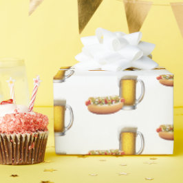 Hot Dog und Bier auf Weiß Geschenkpapier