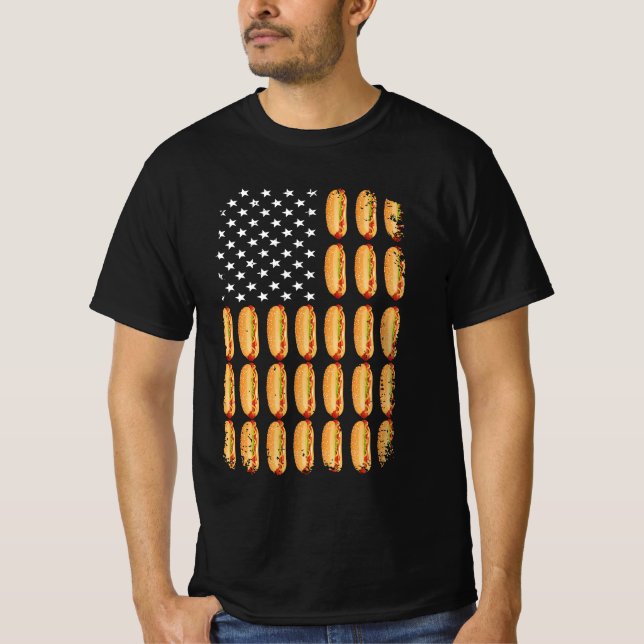 Hot Dog USA Flag 4. Juli Patriotic Indep T-Shirt (Vorderseite)