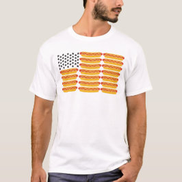 Hot Dog USA Flag Funny Patriotic  T-Shirt