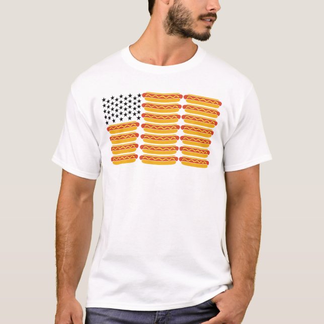 Hot Dog USA Flag Funny Patriotic  T-Shirt (Vorderseite)