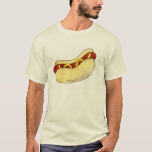 Hot Dog w/ Mustard on Bun Hotdog Feinschmecker Tee