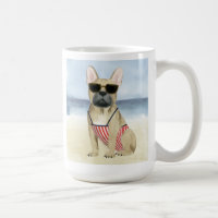 Hot Dog | Welpe in Sonnenbrille am Strand