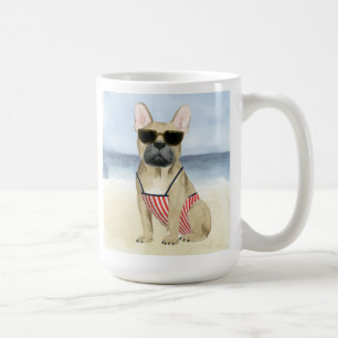 Hot Dog   Welpe in Sonnenbrille am Strand Kaffeetasse