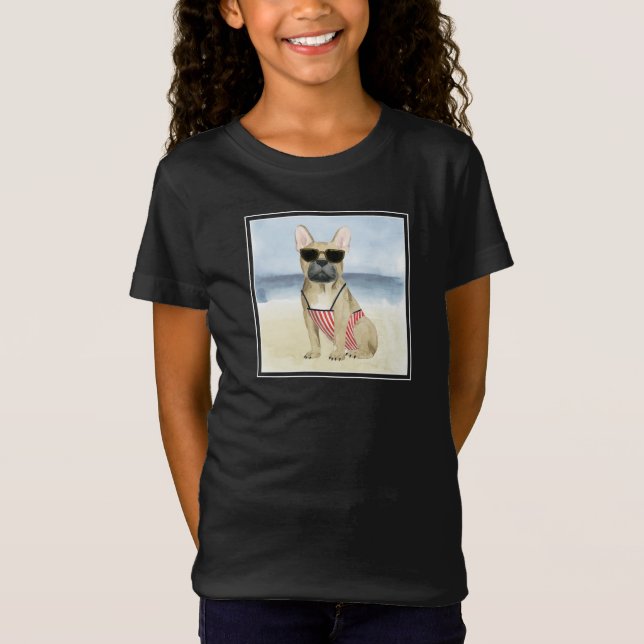 Hot Dog | Welpe in Sonnenbrille am Strand T-Shirt (Vorderseite)