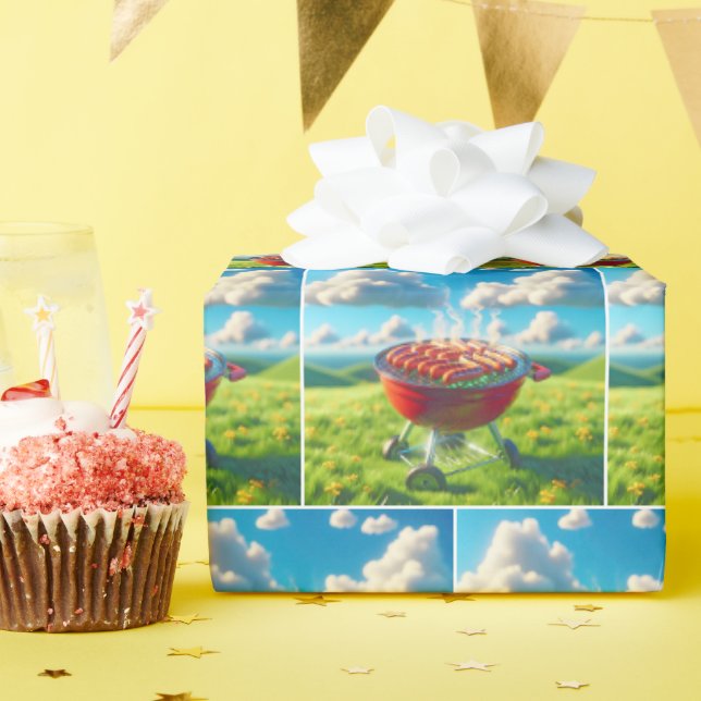 Hot Dogs auf GRILLEN Grill Geschenkpapier (Geburtstagsparty)