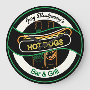 Hot Dogs & Ber Bar & Grill Wall Clock Große Wanduhr