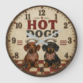 Hot Dogs Dachshund Funny Wiener Dog Kitchen Große Wanduhr