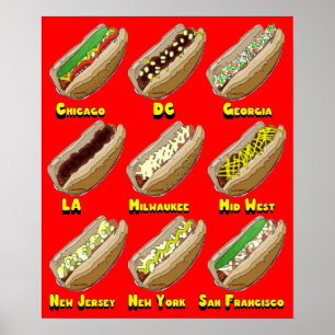 Hot Dogs überall in America Poster