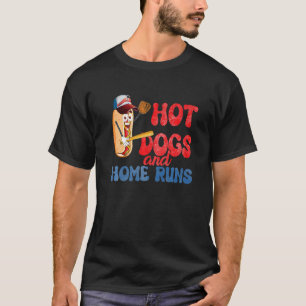 Hot Dogs und Zuhause Runs Hotdog-Baseball-Touchdow T-Shirt