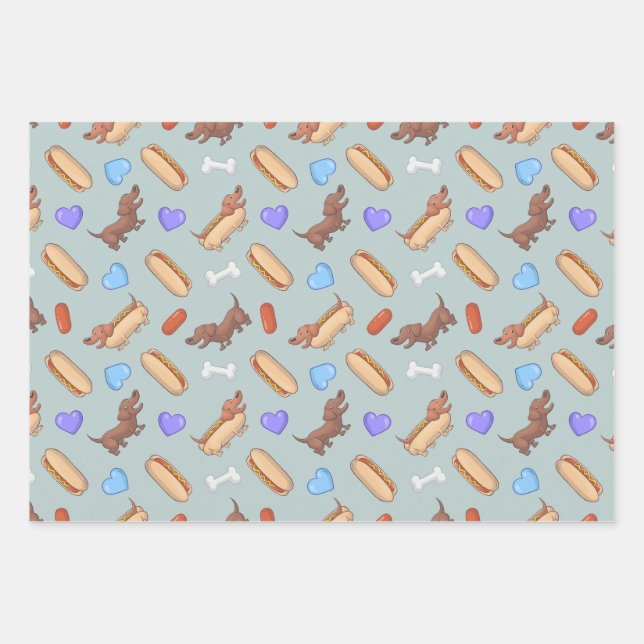 Hot Dogsund: Wrapping Paper Geschenkpapier Set (Vorderseite)