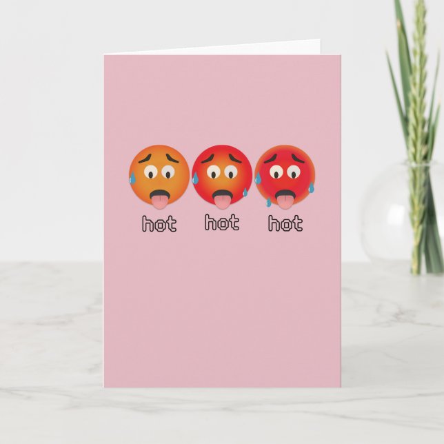 Hot Emoji Valentinstag Card Dankeskarte (Vorderseite)