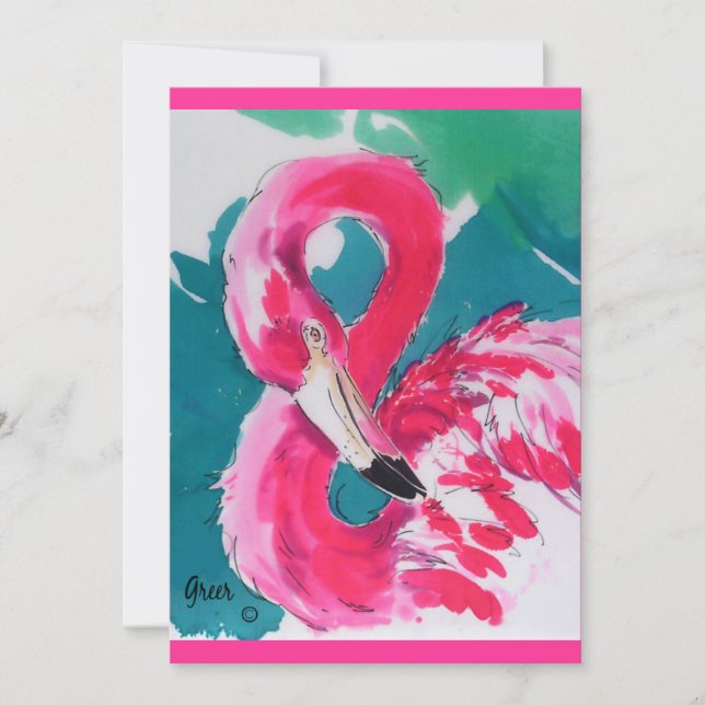 Hot Flamingo "Save the Date" Einladungen (Vorderseite)