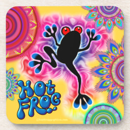Hot Frog Surf Boho Psychedelic Untersetzer gelb.