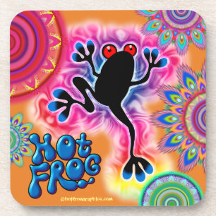 Hot Frog Surf Boho Psychedelic Untersetzer orange.