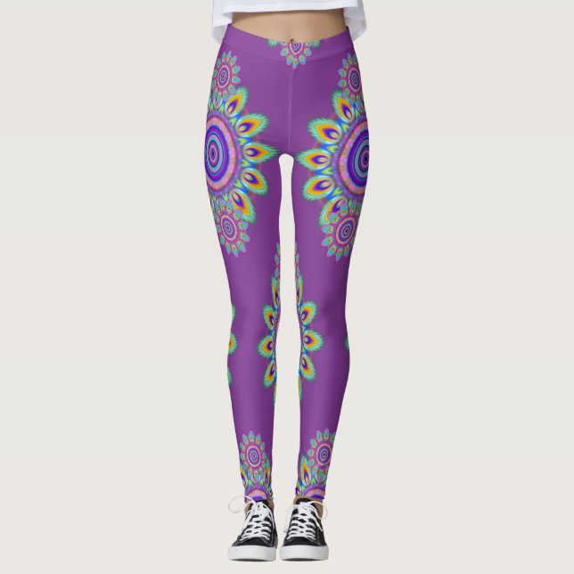 Hot Frog Surf psychedelische BoHo Leggings lila. (Vorderseite)